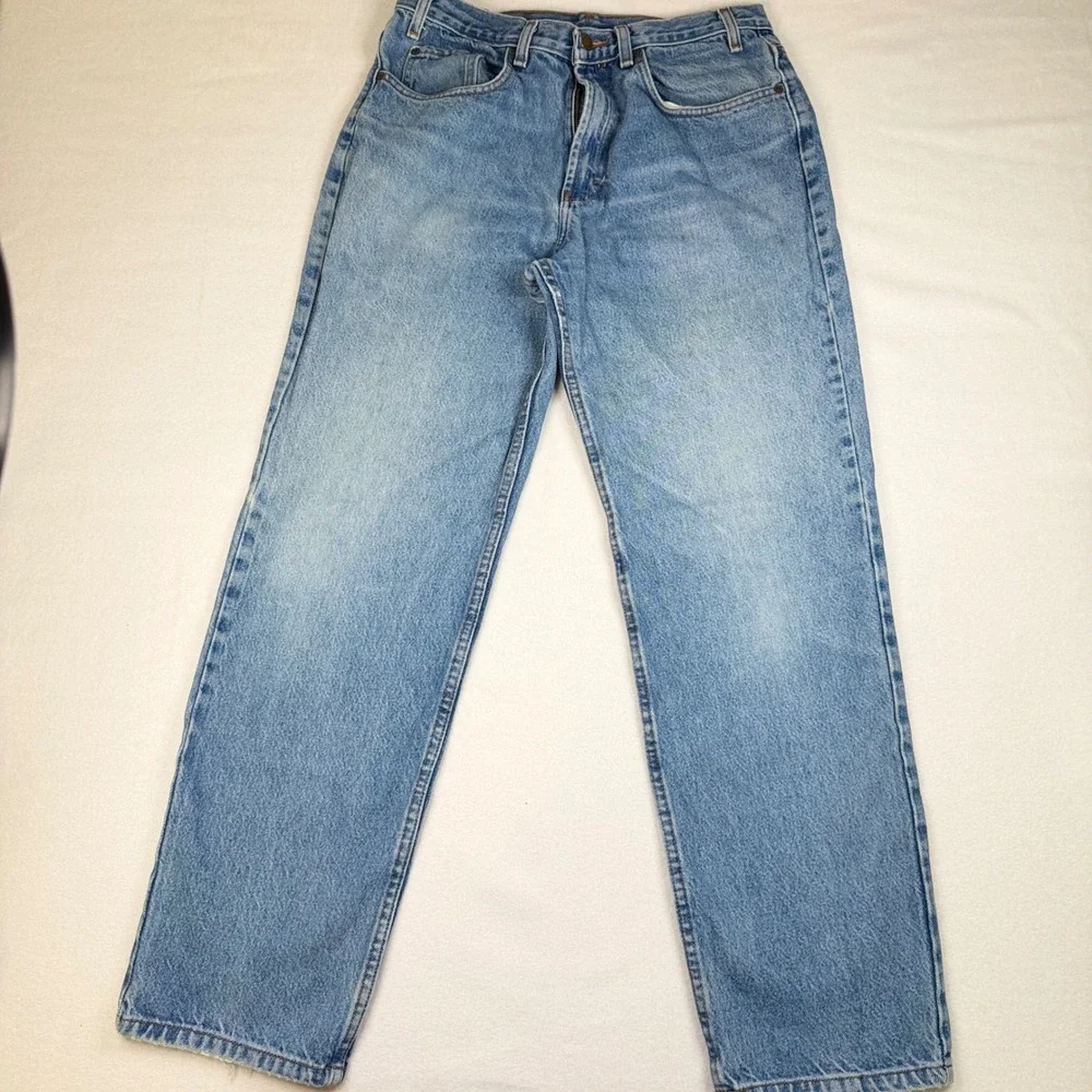 Kirkland Signature Mens Light Wash Straight Leg Denim Jeans 34x32 Blue Cotton
